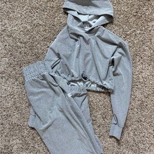 Five Girls Gray Hooded Sweatshirt and Joggers Set